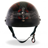 Hot Leathers D.O.T. Celtic Cross w/ Skulls Gloss Black Finish Motorcycle Helmet Helmet DOT - Tophatter Daily Deals