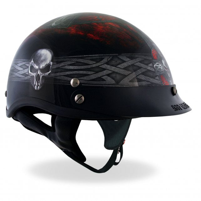 Hot Leathers D.O.T. Celtic Cross w/ Skulls Gloss Black Finish Motorcycle Helmet Helmet DOT - Tophatter Daily Deals