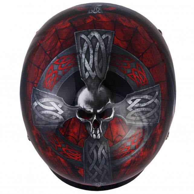 Hot Leathers D.O.T. Celtic Cross w/ Skulls Gloss Black Finish Motorcycle Helmet Helmet DOT - Tophatter Daily Deals