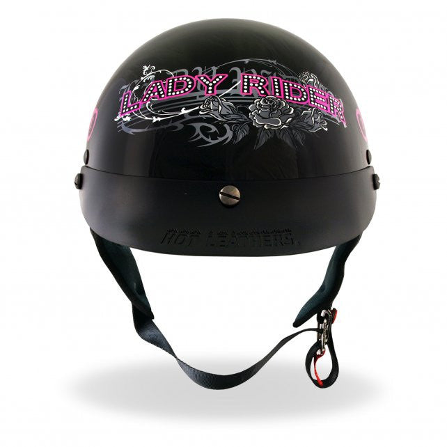 Hot Leathers D.O.T. Lady Rider w/ Roses Gloss Black Finish Motorcycle Helmet Helmet DOT - Tophatter Daily Deals