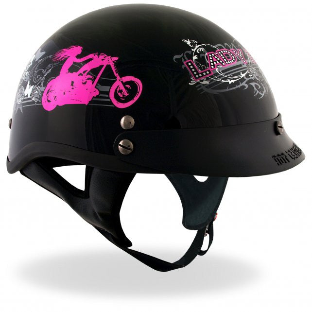 Hot Leathers D.O.T. Lady Rider w/ Roses Gloss Black Finish Motorcycle Helmet Helmet DOT - Tophatter Daily Deals