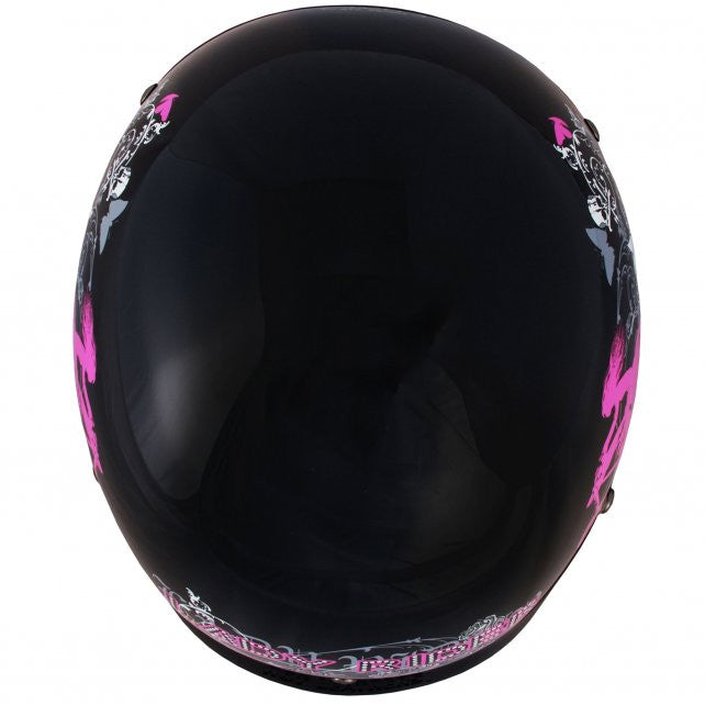 Hot Leathers D.O.T. Lady Rider w/ Roses Gloss Black Finish Motorcycle Helmet Helmet DOT - Tophatter Daily Deals