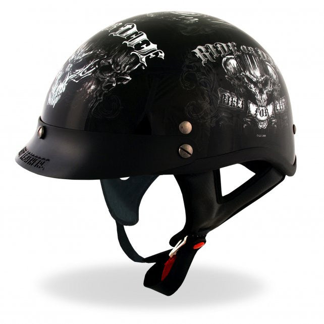 Hot Leathers D.O.T. Biker For Life Gloss Black Finish Motorcycle Helmet Helmet DOT - Tophatter Daily Deals