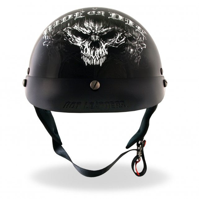 Hot Leathers D.O.T. Biker For Life Gloss Black Finish Motorcycle Helmet Helmet DOT - Tophatter Daily Deals