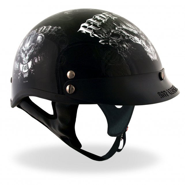 Hot Leathers D.O.T. Biker For Life Gloss Black Finish Motorcycle Helmet Helmet DOT - Tophatter Daily Deals