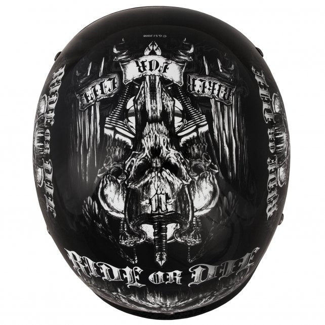 Hot Leathers D.O.T. Biker For Life Gloss Black Finish Motorcycle Helmet Helmet DOT - Tophatter Daily Deals