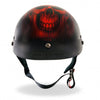 Hot Leathers D.O.T. Red Skull Flames Gloss Black Finish Motorcycle Helmet Helmet DOT - Tophatter Daily Deals