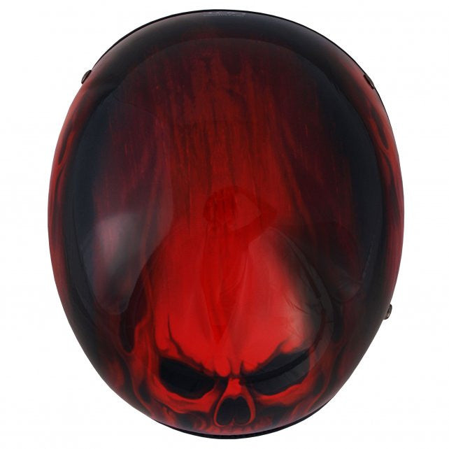 Hot Leathers D.O.T. Red Skull Flames Gloss Black Finish Motorcycle Helmet Helmet DOT - Tophatter Daily Deals