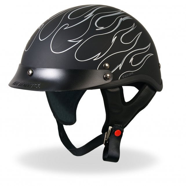 Hot Leathers D.O.T. Reflective Black Flames Matte Motorcycle Helmet Helmet DOT - Tophatter Daily Deals