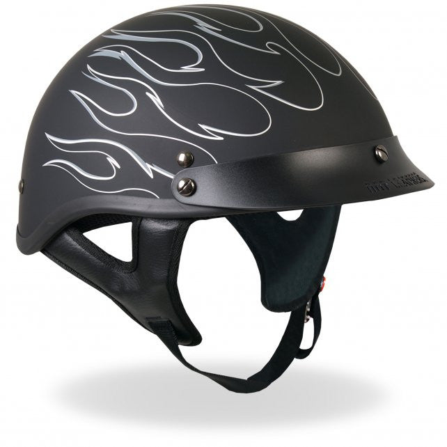 Hot Leathers D.O.T. Reflective Black Flames Matte Motorcycle Helmet Helmet DOT - Tophatter Daily Deals