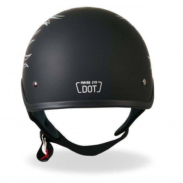 Hot Leathers D.O.T. Reflective Black Flames Matte Motorcycle Helmet Helmet DOT - Tophatter Daily Deals