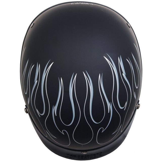 Hot Leathers D.O.T. Reflective Black Flames Matte Motorcycle Helmet Helmet DOT - Tophatter Daily Deals