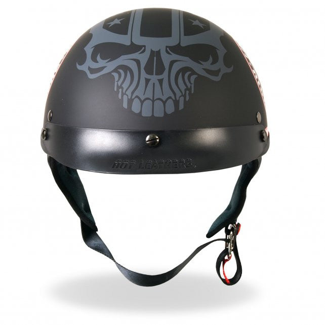 Hot Leathers D.O.T. Stencil Skull Matte Black Finish Motorcycle Helmet Helmet DOT - Tophatter Daily Deals