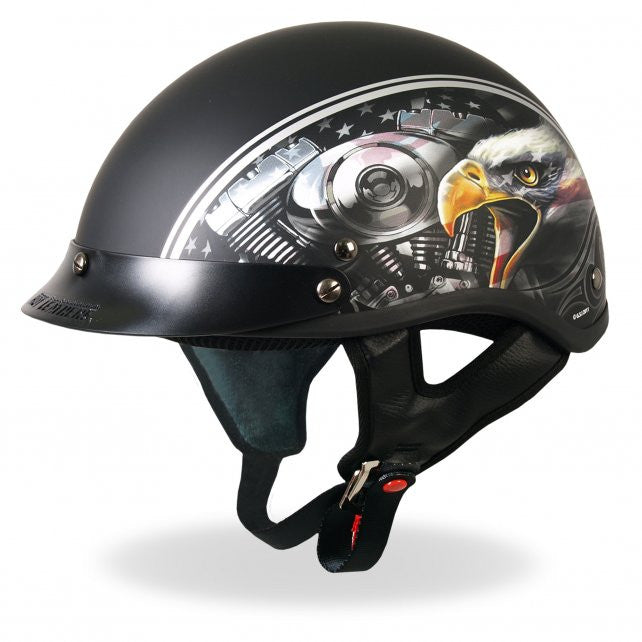 Hot Leathers D.O.T. American Eagle Matte Black Motorcycle Helmet Helmet DOT - Tophatter Daily Deals