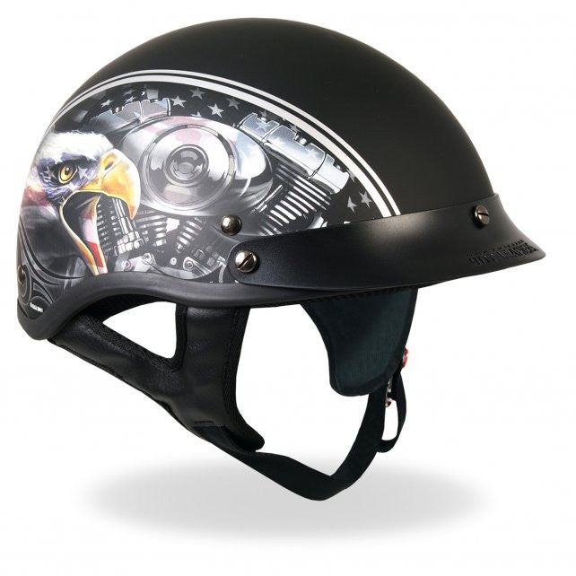 Hot Leathers D.O.T. American Eagle Matte Black Motorcycle Helmet Helmet DOT - Tophatter Daily Deals