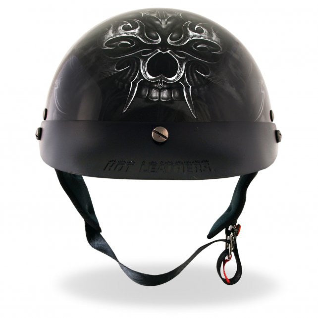 Hot Leathers D.O.T. Electric Skull Gloss Black Finish Motorcycle Helmet Helmet DOT - Tophatter Daily Deals