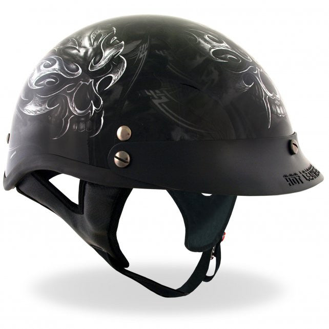 Hot Leathers D.O.T. Electric Skull Gloss Black Finish Motorcycle Helmet Helmet DOT - Tophatter Daily Deals
