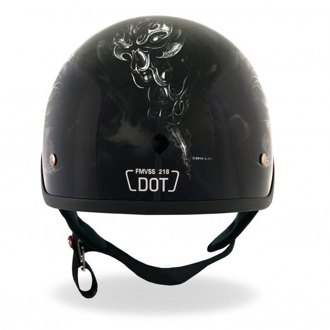 Hot Leathers D.O.T. Electric Skull Gloss Black Finish Motorcycle Helmet Helmet DOT - Tophatter Daily Deals
