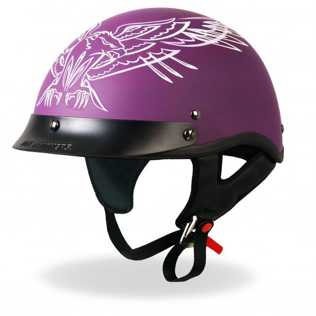 Hot Leathers D.O.T. Ladies Pinstripe Upwing Matte Purple Motorcycle Helmet Helmet DOT - Tophatter Daily Deals