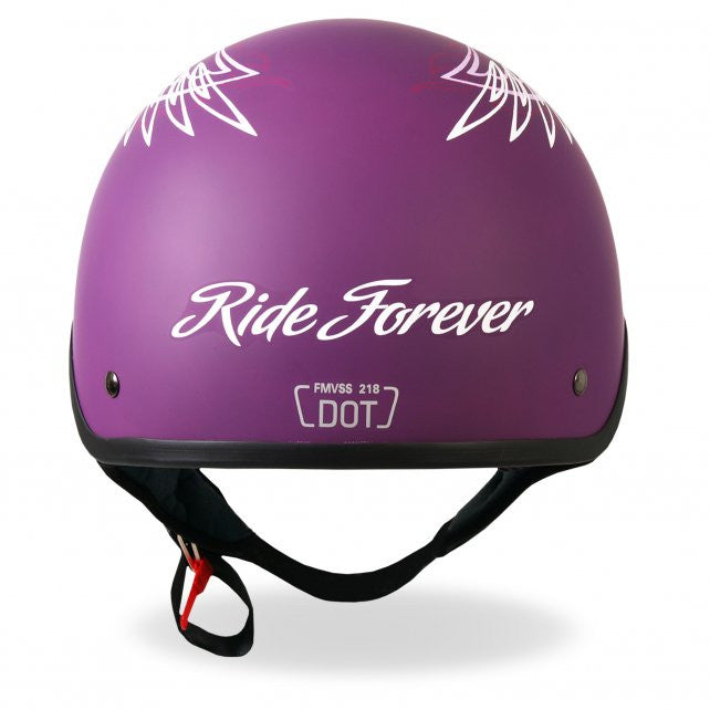 Hot Leathers D.O.T. Ladies Pinstripe Upwing Matte Purple Motorcycle Helmet Helmet DOT - Tophatter Daily Deals