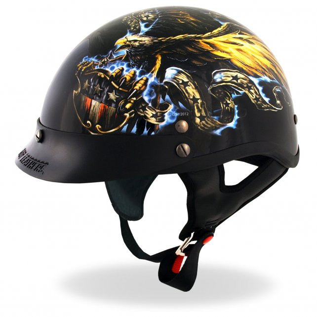 Hot Leathers D.O.T. USA Eagle Gloss Black Finish Motorcycle Helmet Helmet DOT - Tophatter Daily Deals