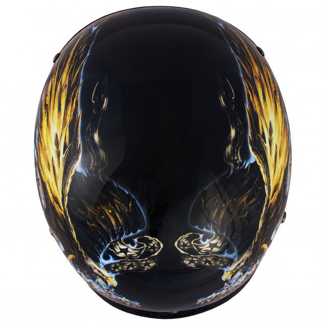 Hot Leathers D.O.T. USA Eagle Gloss Black Finish Motorcycle Helmet Helmet DOT - Tophatter Daily Deals