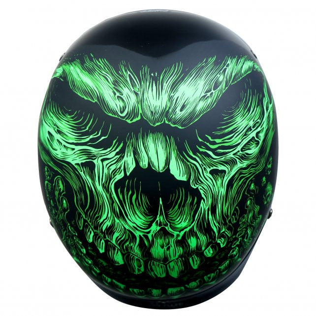 Hot Leathers D.O.T. Shredder Skull Matte Black Finish Motorcycle Helmet Helmet DOT - Tophatter Daily Deals