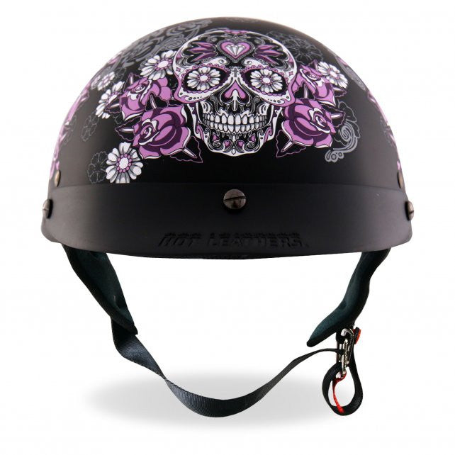Hot Leathers D.O.T. Sugar Skull Matte Black Finish Motorcycle Helmet Helmet DOT - Tophatter Daily Deals