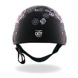 Hot Leathers D.O.T. Sugar Skull Matte Black Finish Motorcycle Helmet Helmet DOT - Tophatter Daily Deals