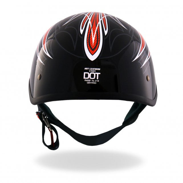 Hot Leathers D.O.T. Stitches Skull Gloss Black Finish Motorcycle Helmet Helmet DOT - Tophatter Daily Deals