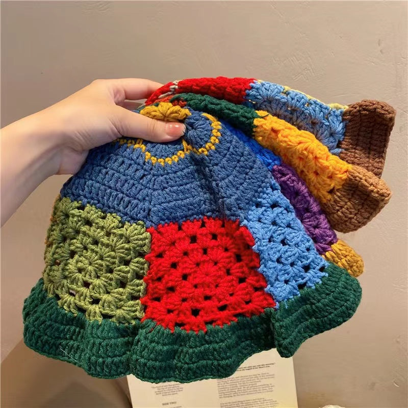 Handmade Crochet Striped Knitted Beanies Hat Cap - Tophatter Daily Deals