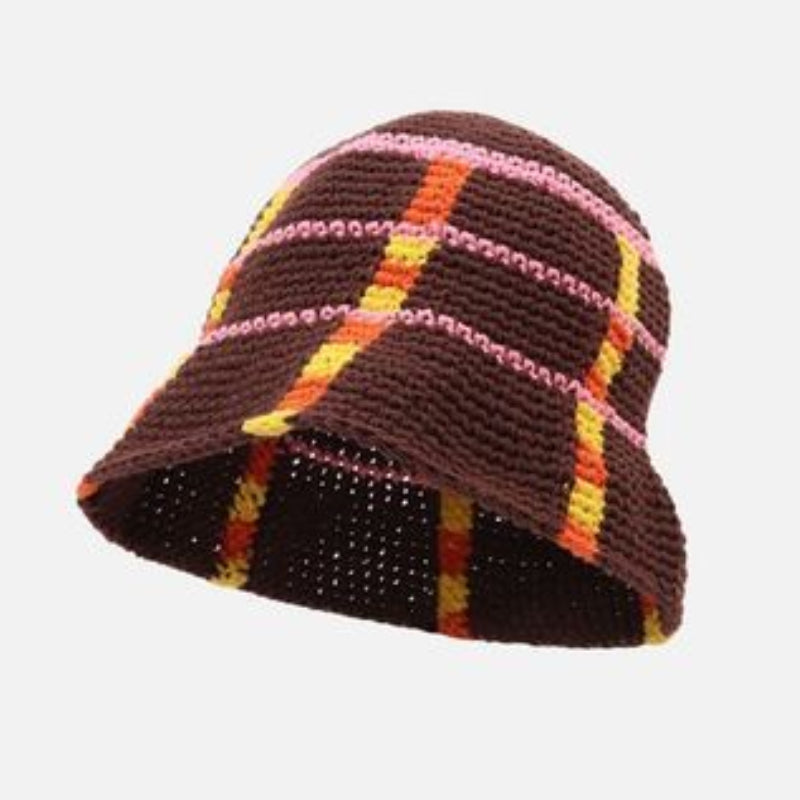 Handmade Crochet Striped Knitted Beanies Hat Coffee Cap - Tophatter Daily Deals