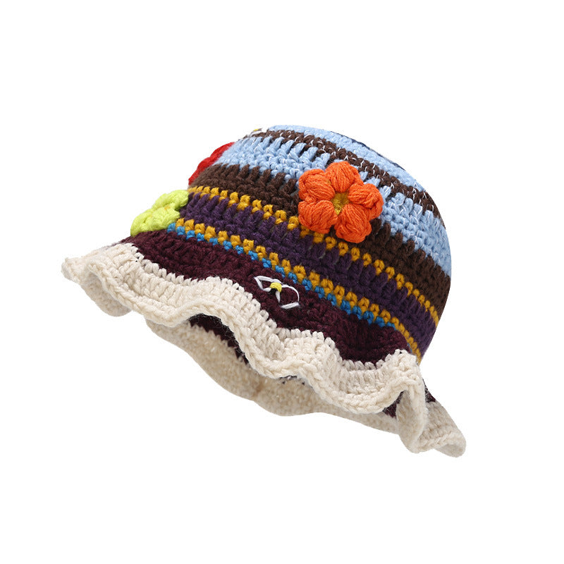 Handmade Crochet Striped Knitted Beanies Hat Cap - Tophatter Daily Deals