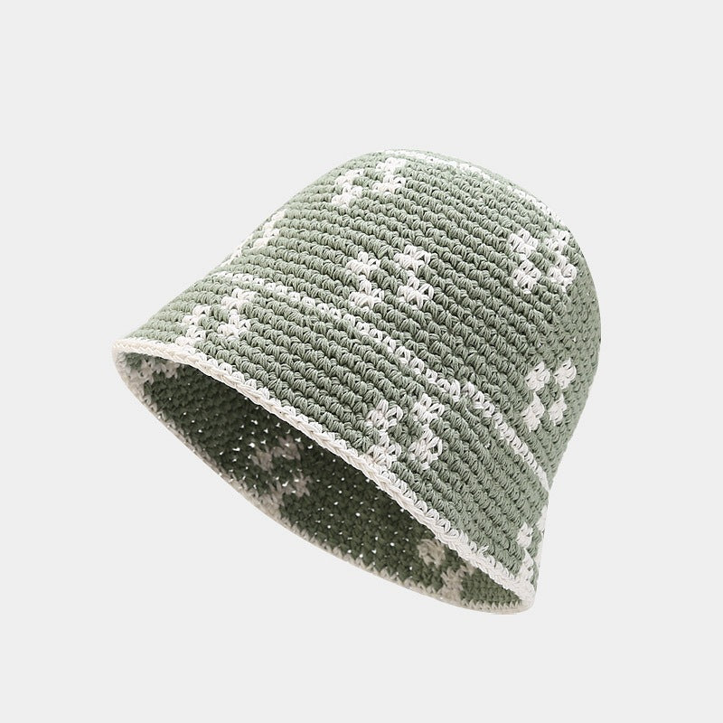 Handmade Crochet Striped Knitted Beanies Hat Green Cap - Tophatter Daily Deals