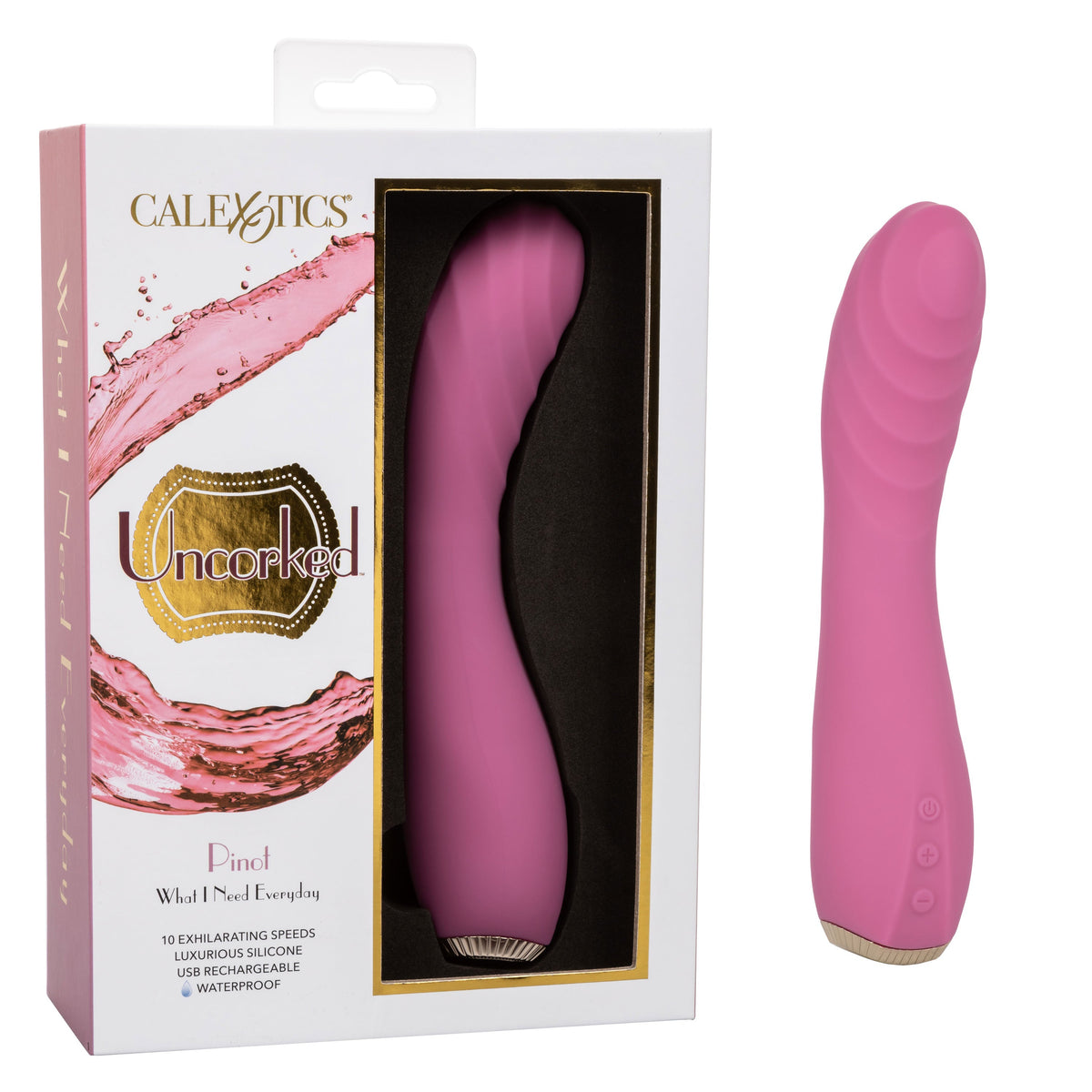 Uncorked Pinot Pink Silicone Massager with 10 Speeds and Rechargeable > Vibrators > Standard Vibrators - Tophatter Daily Deals