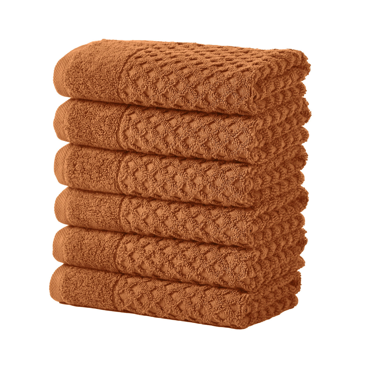 Cotton Diamond Waffle Weave Bath Towel Set - Grayson Collection Hand Towel (Pack of 6) Copper Bath - Tophatter Daily Deals