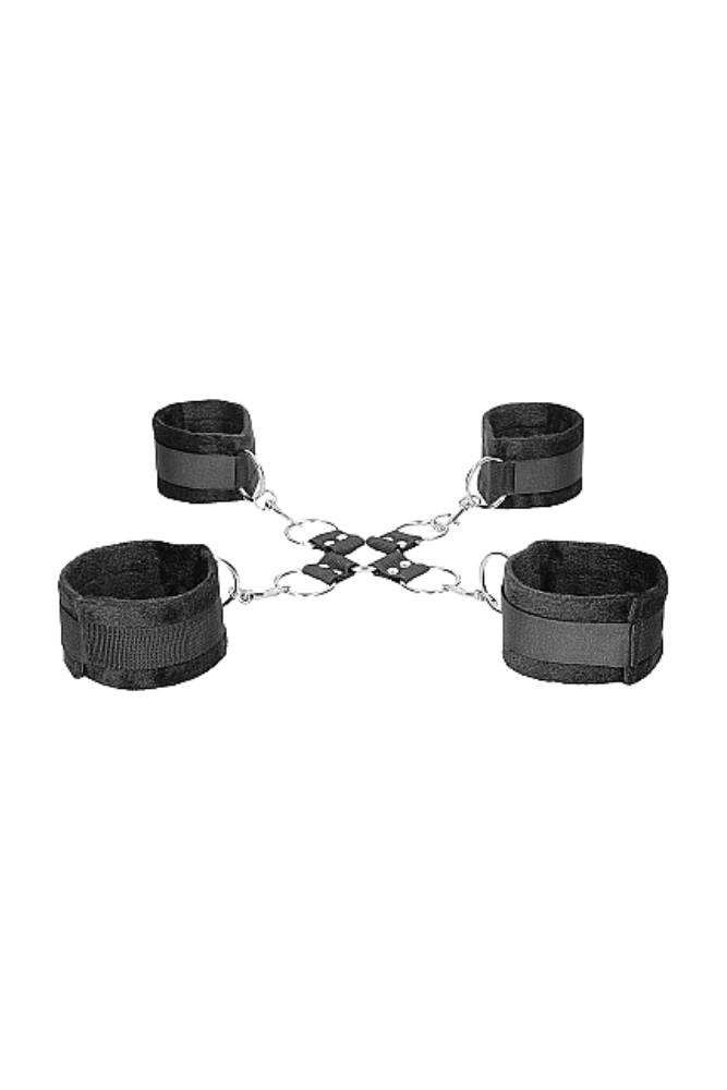 Ouch by Shots Toys - Black & White - Velcro Hogtie with Hand & Ankle Cuffs - Black BDSM - Tophatter Daily Deals
