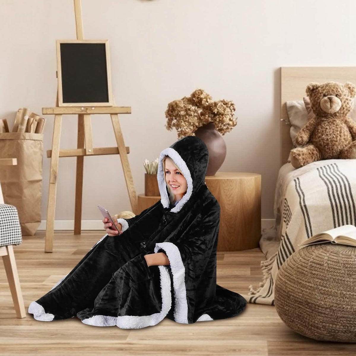 Hoodie Blanket Snuggle Robe Women's Loungewear - Tophatter Daily Deals