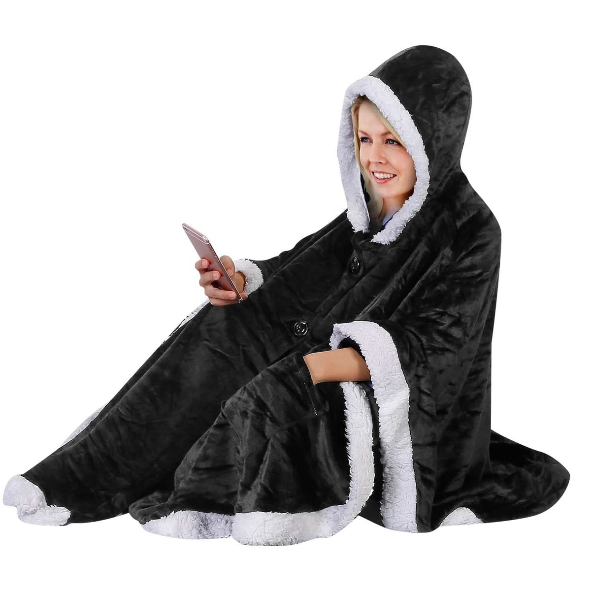 Hoodie Blanket Snuggle Robe Women's Loungewear - Tophatter Daily Deals