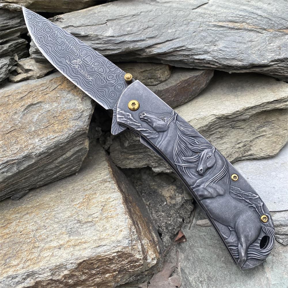 3D Horse Sculpture Folding Knife Horse Knife - Tophatter Daily Deals