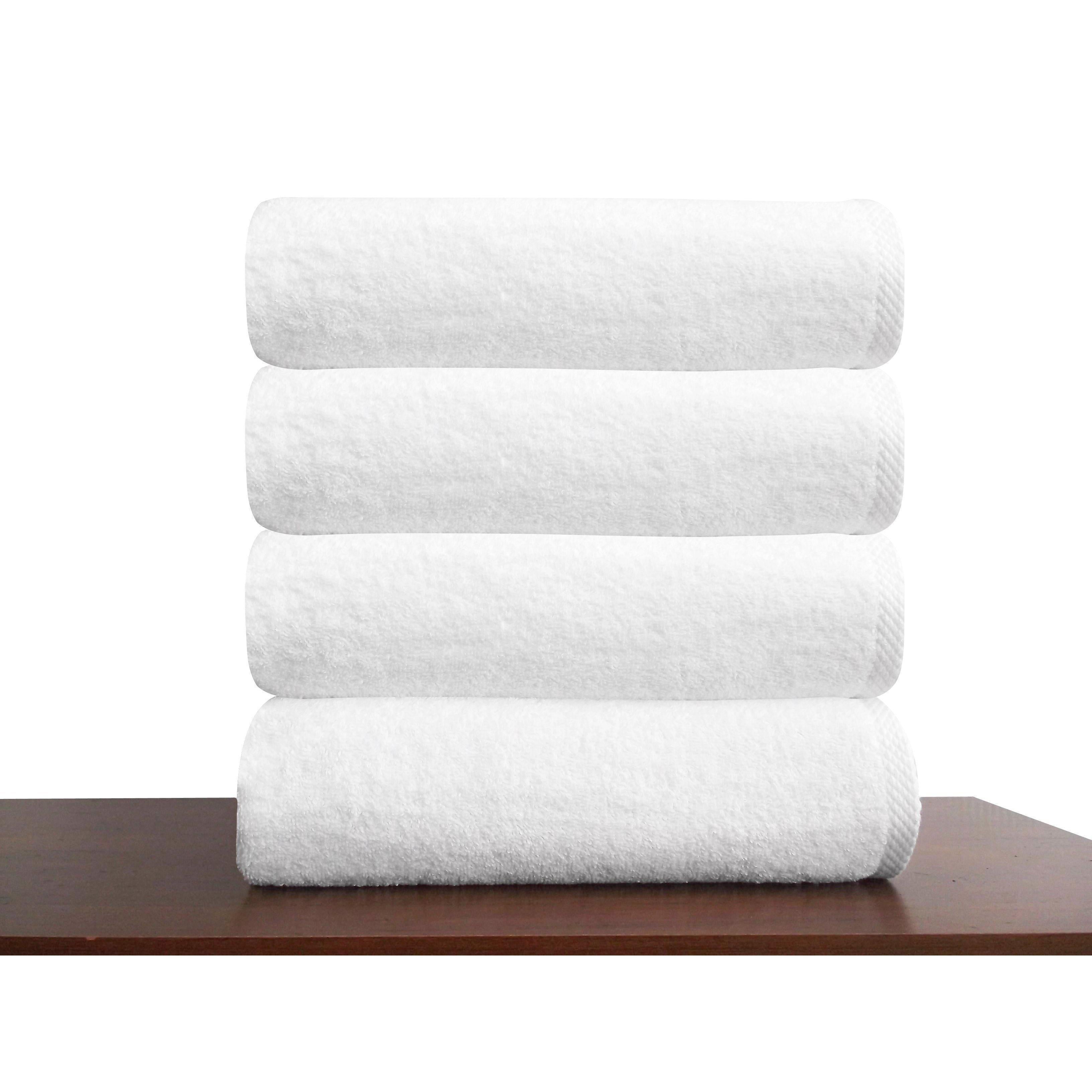 Hospitality Turkish Cotton Bath Towels - 4 Pieces White 24x48 Bath Towel - Tophatter Daily Deals