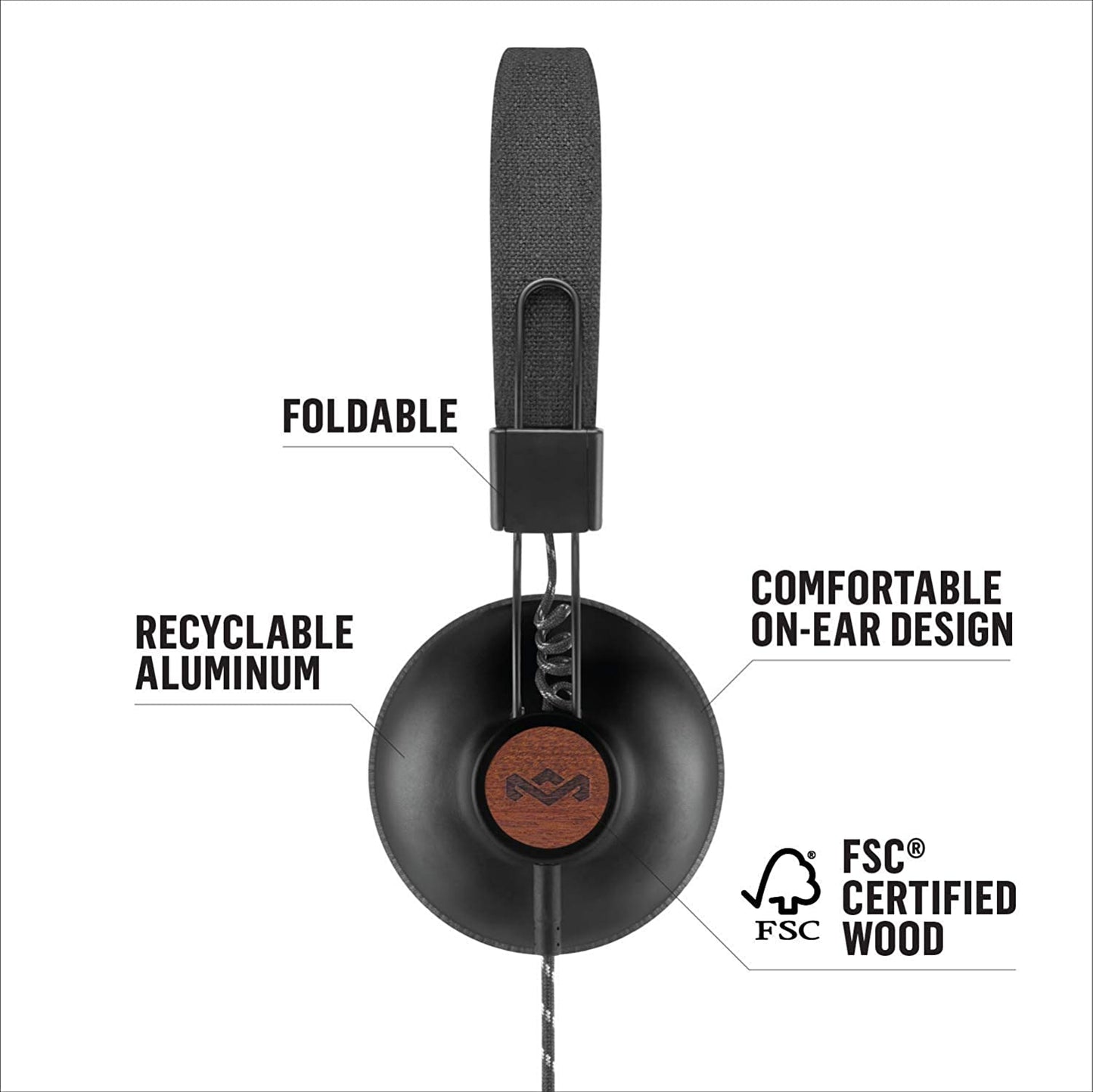 House of Marley Positive Vibration 2 Over-Ear Wired Headphones Over-Ear Headphones - Tophatter Daily Deals