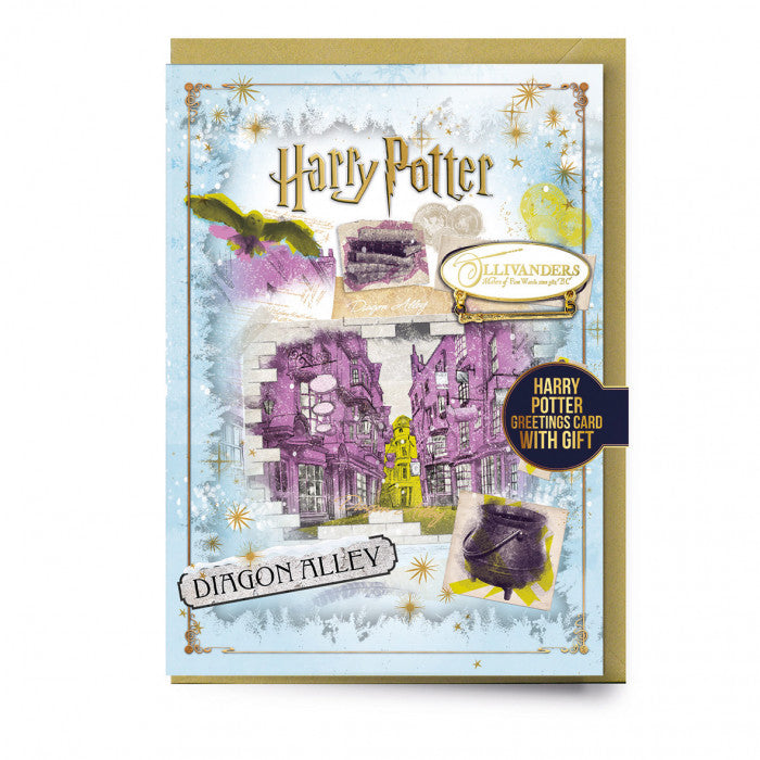 Harry Potter Diagon Alley Christmas Card with Ollivanders Pin Badge Pin Set - Tophatter Daily Deals