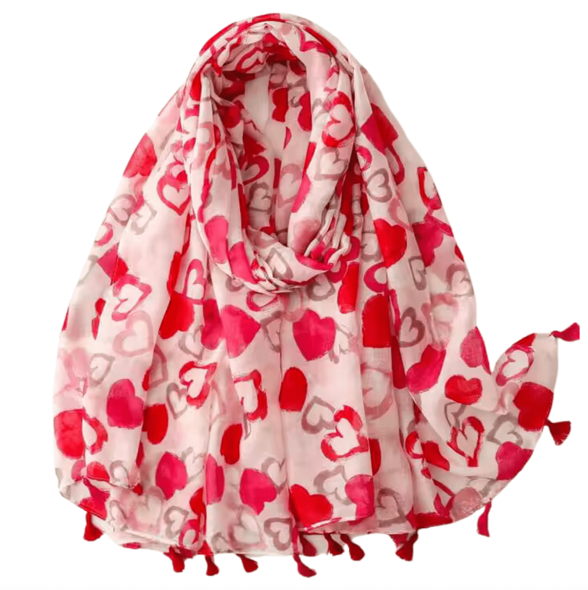 Heartfelt Love Print Scarf with Tassels Multi Scarves - Tophatter Daily Deals