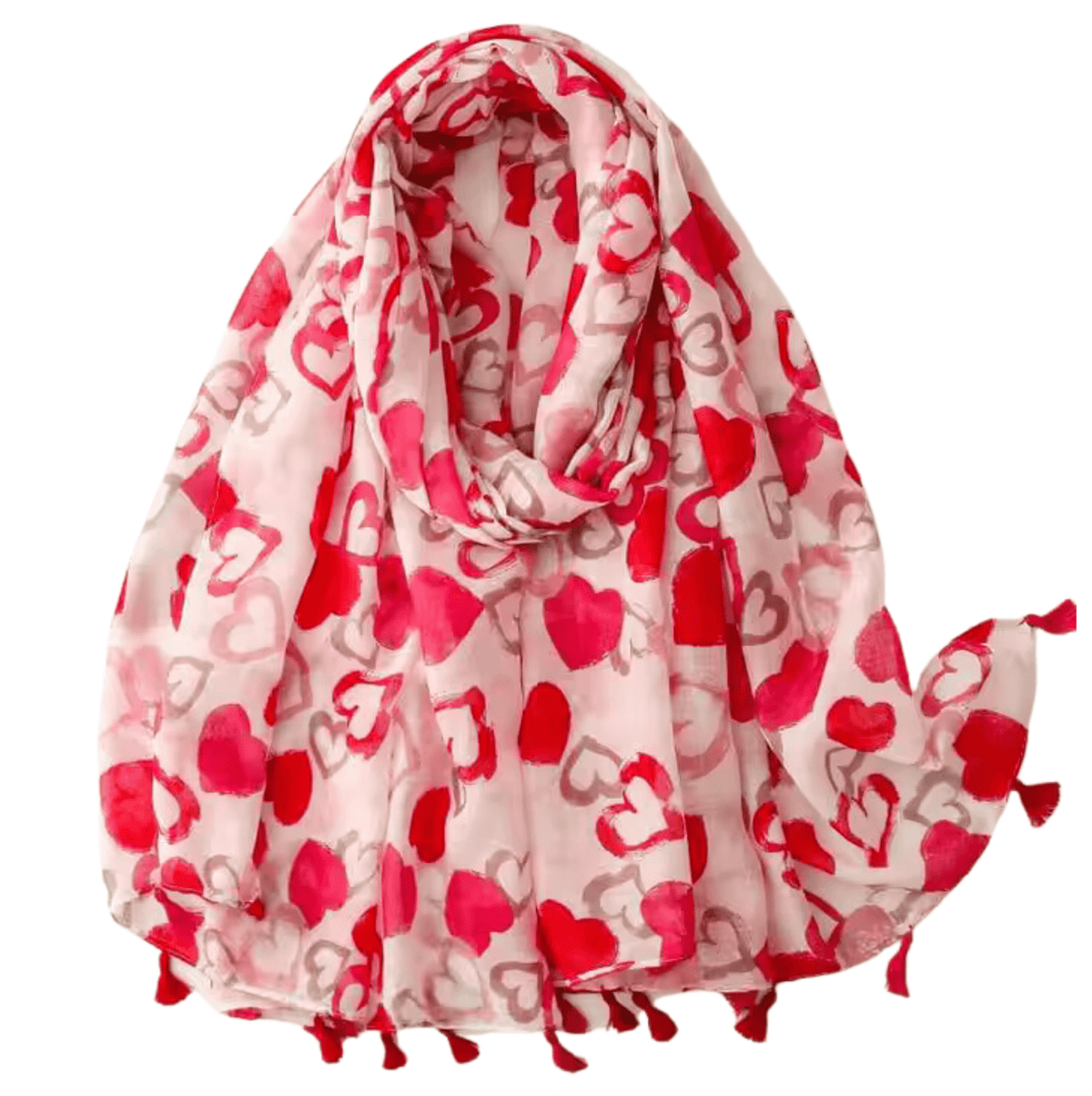 Heartfelt Love Print Scarf with Tassels Multi Scarves - Tophatter Daily Deals