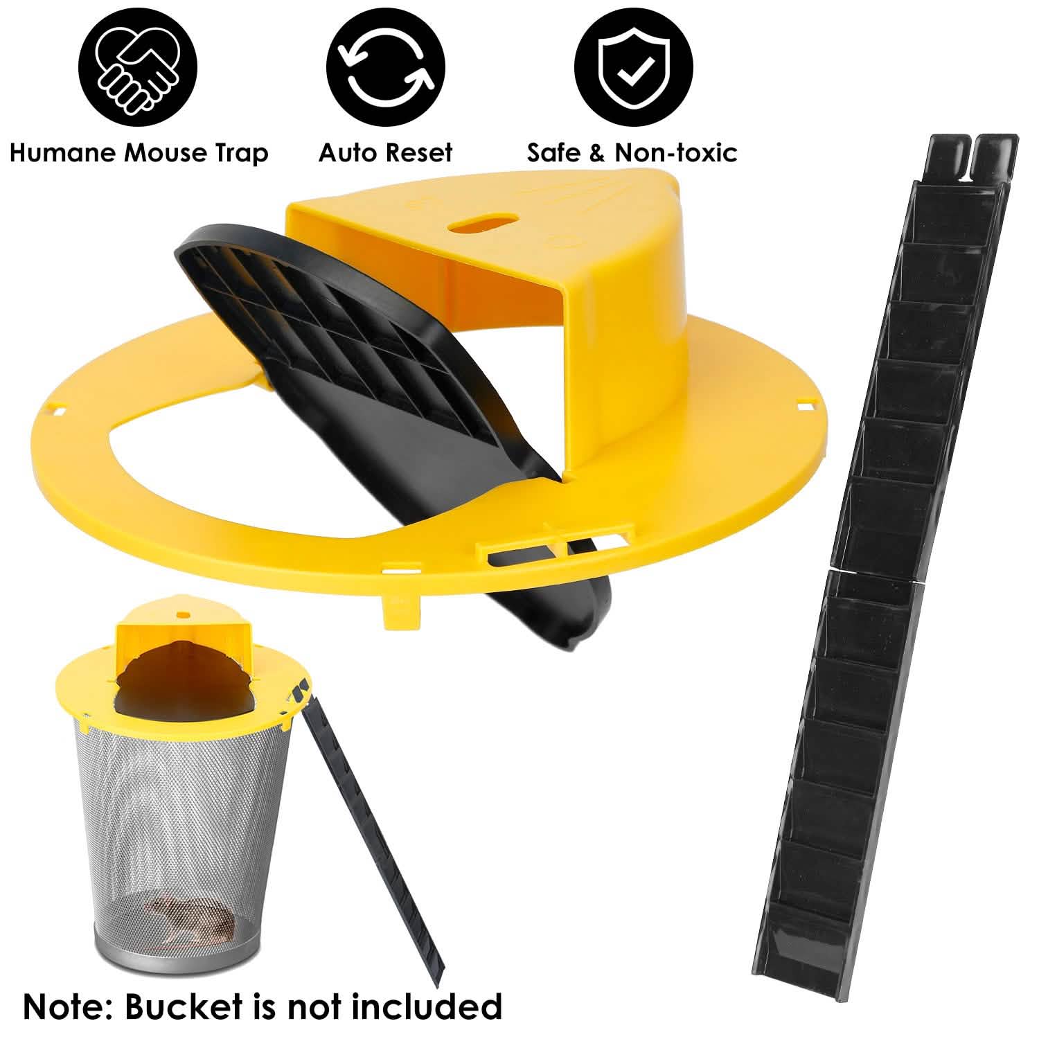 Humane Bucket Lid Mouse Trap with Ladder Auto Reset Pest Control - Tophatter Daily Deals