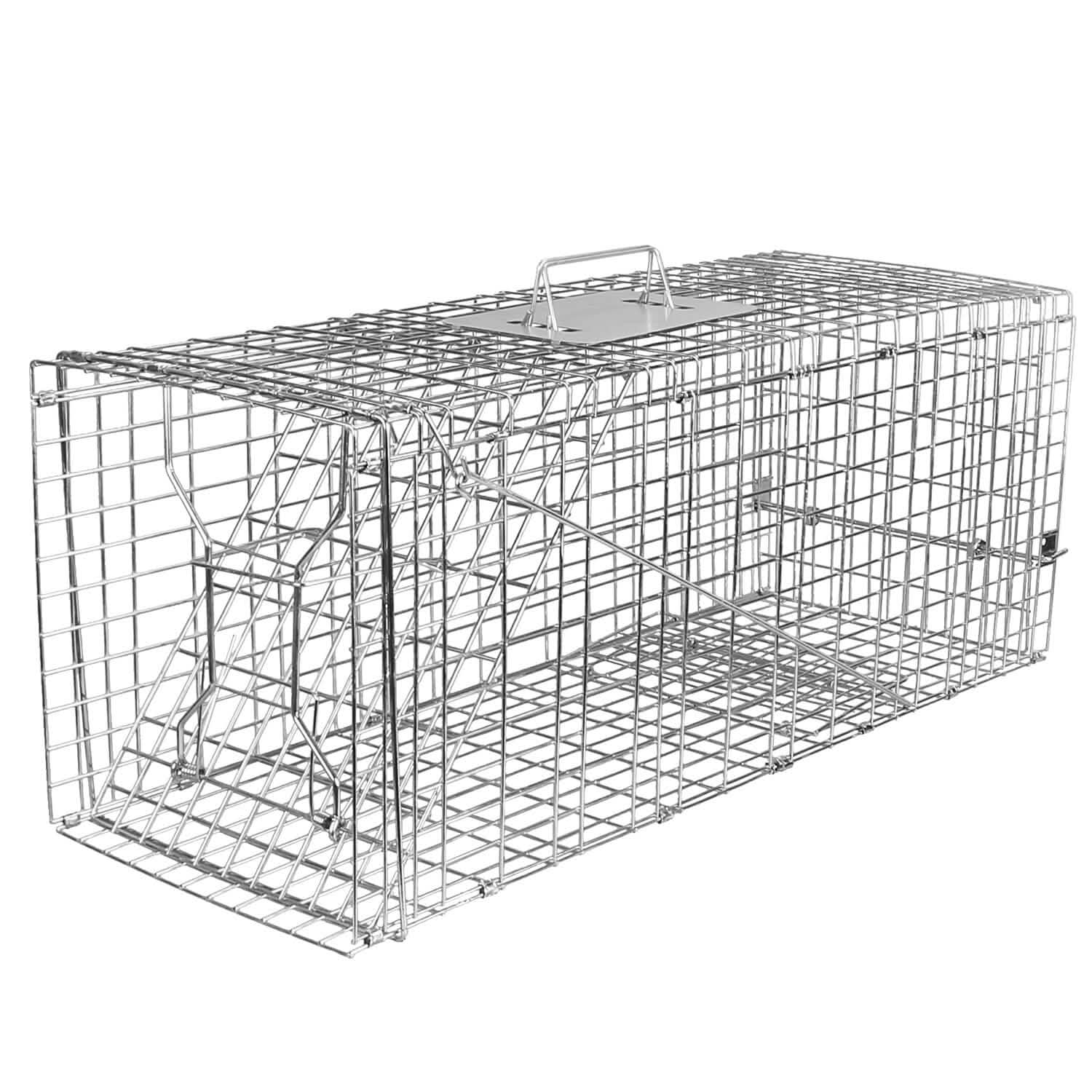 Humane Catch Release Live Animal Collapsible Galvanized Wire Trap Cage Pest Control - Tophatter Daily Deals