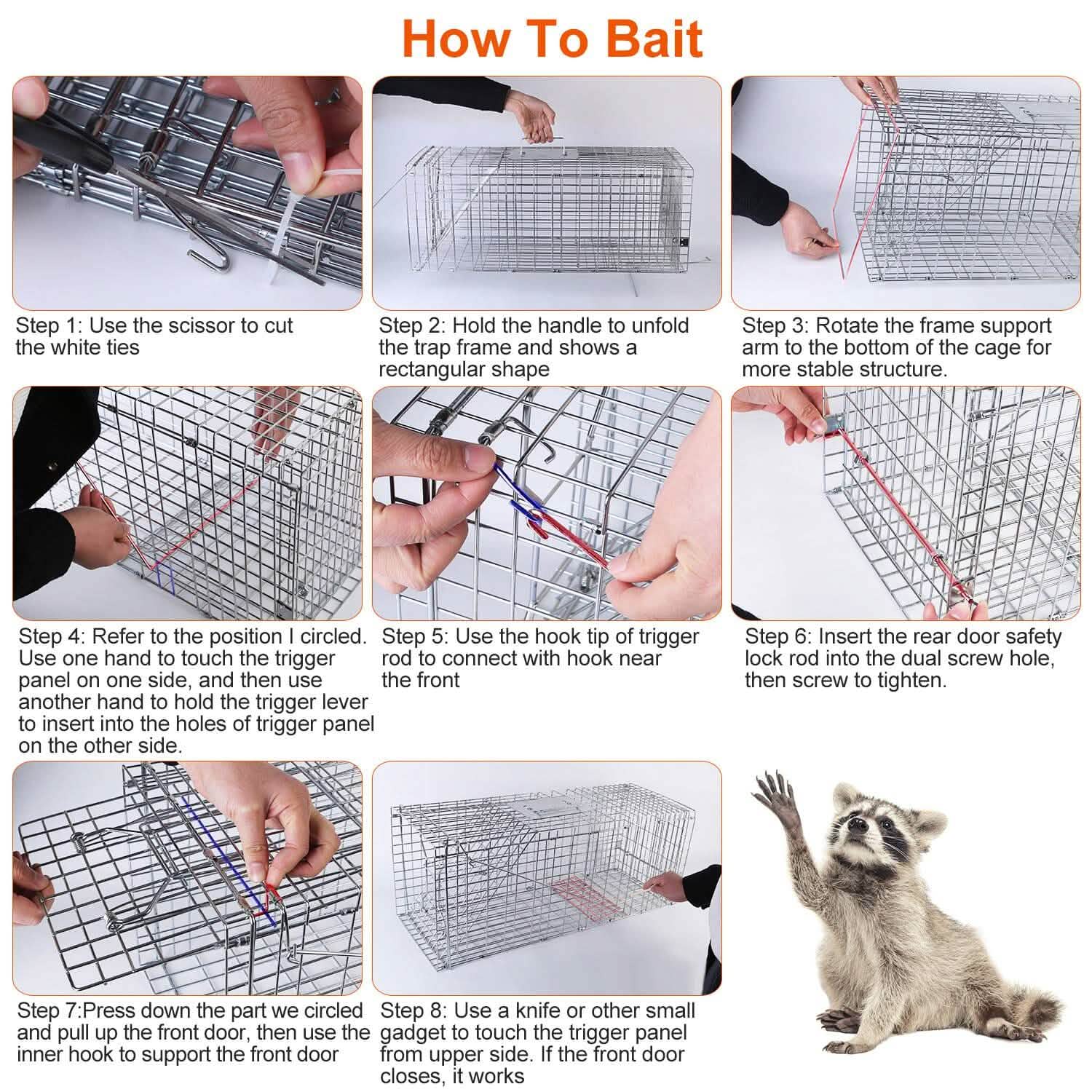 Humane Catch Release Live Animal Collapsible Galvanized Wire Trap Cage Pest Control - Tophatter Daily Deals