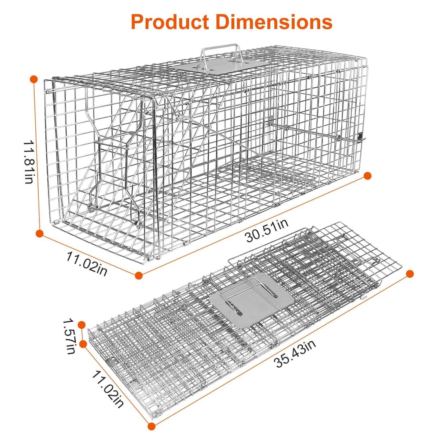 Humane Catch Release Live Animal Collapsible Galvanized Wire Trap Cage Pest Control - Tophatter Daily Deals