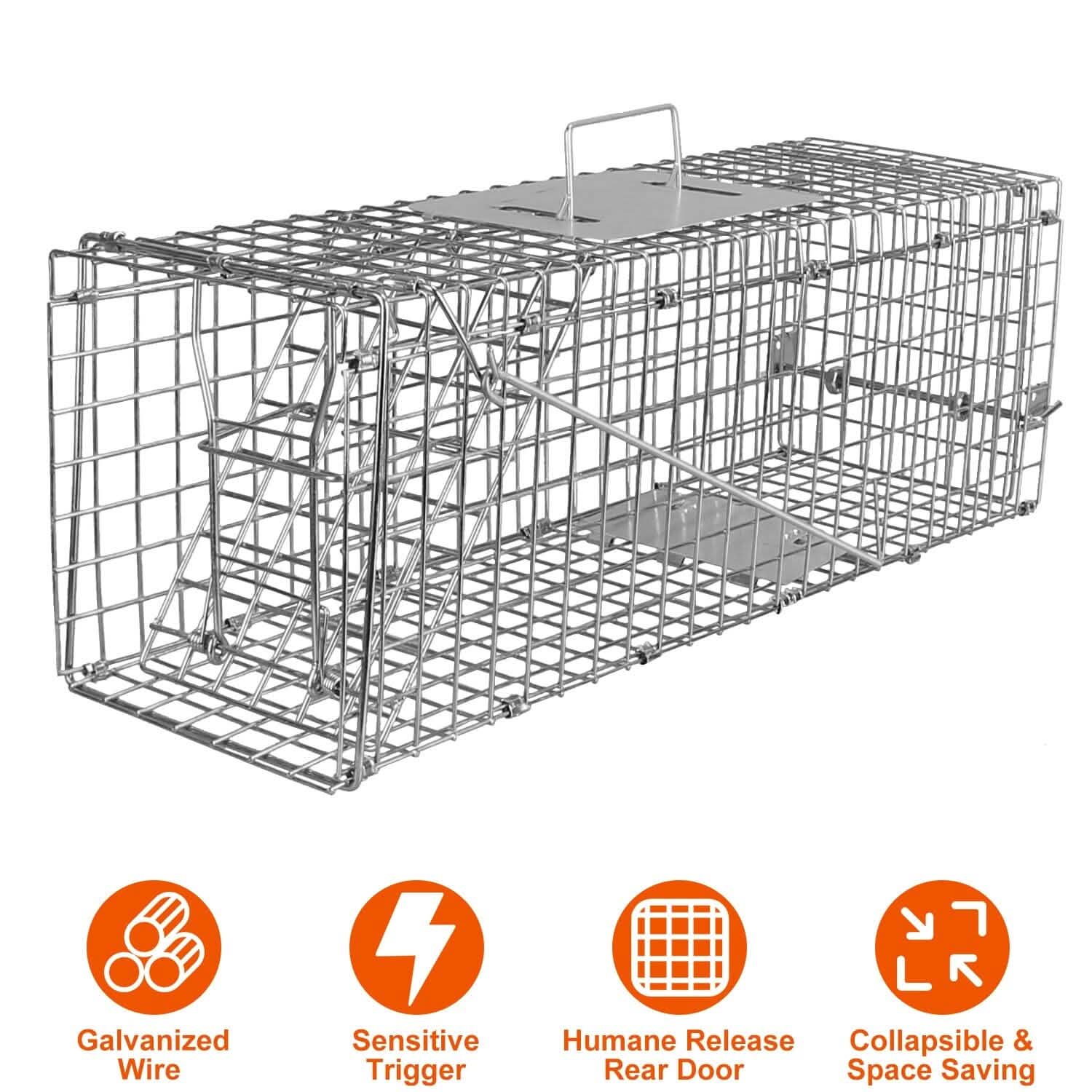 Humane Live Animal Rodent Cage Collapsible Galvanized Wire Pest Control - Tophatter Daily Deals